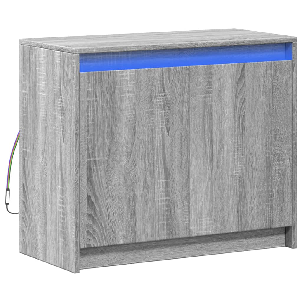 Dressoir met LED 72x34x61 cm bewerkt hout grijs sonoma eiken is nu te koop bij PeponiXL, paradijselijk wonen!