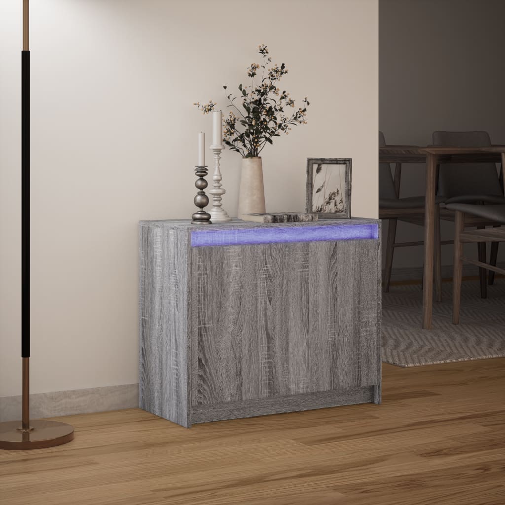 Dressoir met LED 72x34x61 cm bewerkt hout grijs sonoma eiken is nu te koop bij PeponiXL, paradijselijk wonen!