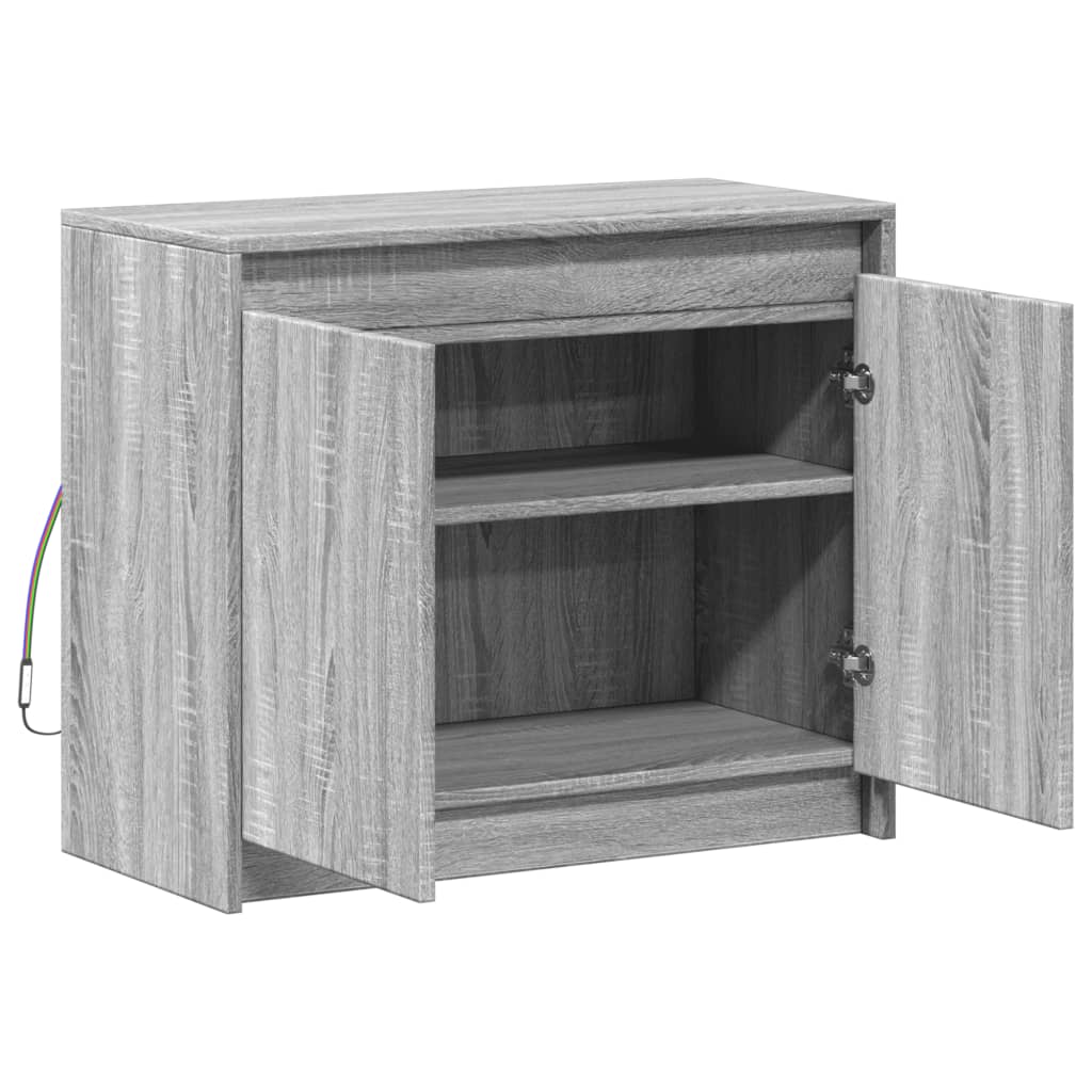 Dressoir met LED 72x34x61 cm bewerkt hout grijs sonoma eiken is nu te koop bij PeponiXL, paradijselijk wonen!