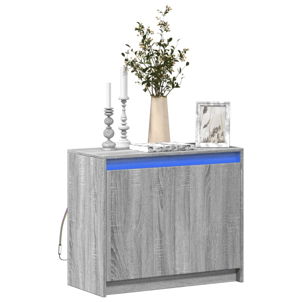 Dressoir met LED 72x34x61 cm bewerkt hout grijs sonoma eiken is nu te koop bij PeponiXL, paradijselijk wonen!