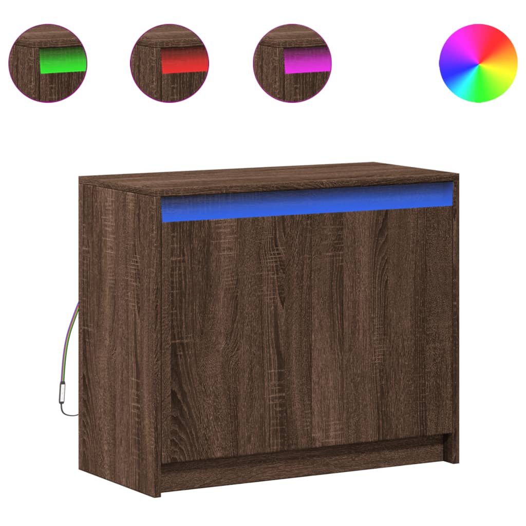 Dressoir met LED 72x34x61 cm bewerkt hout bruin eikenkleur is nu te koop bij PeponiXL, paradijselijk wonen!
