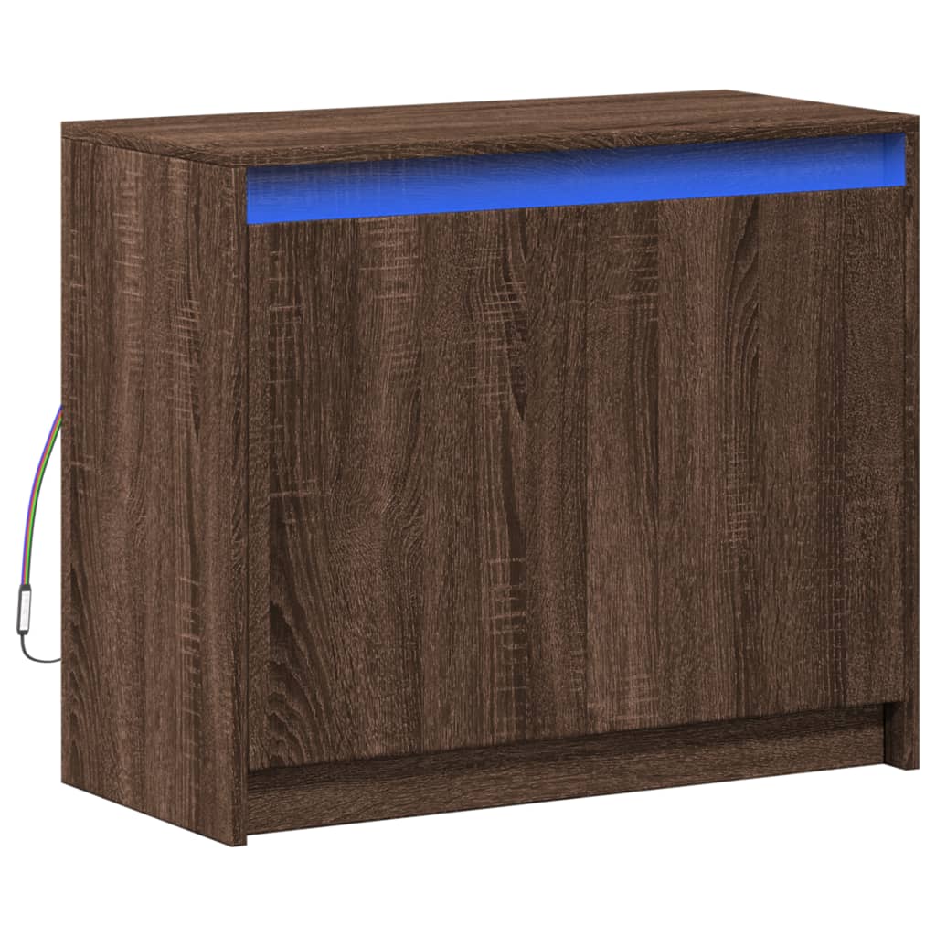 Dressoir met LED 72x34x61 cm bewerkt hout bruin eikenkleur is nu te koop bij PeponiXL, paradijselijk wonen!