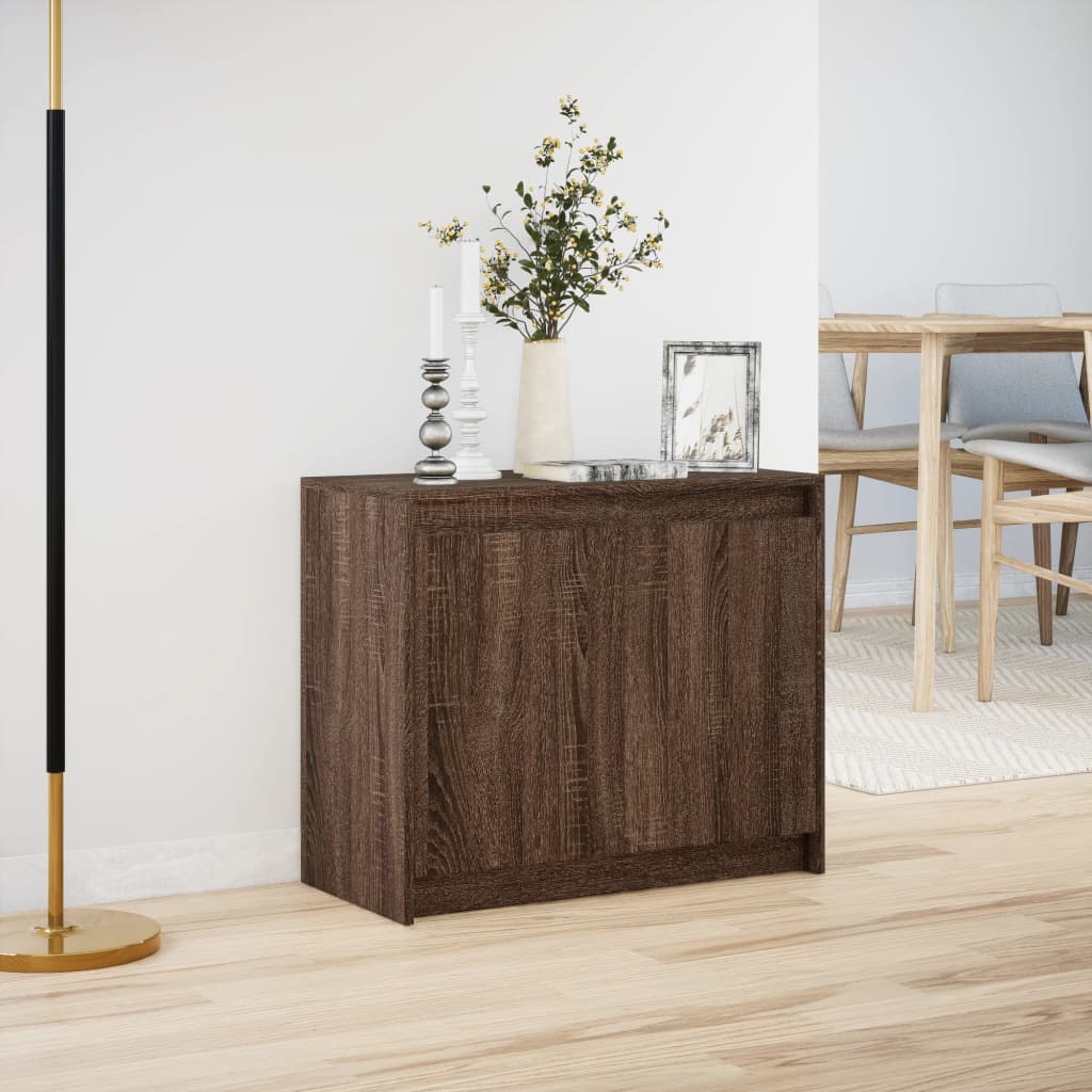 Dressoir met LED 72x34x61 cm bewerkt hout bruin eikenkleur is nu te koop bij PeponiXL, paradijselijk wonen!
