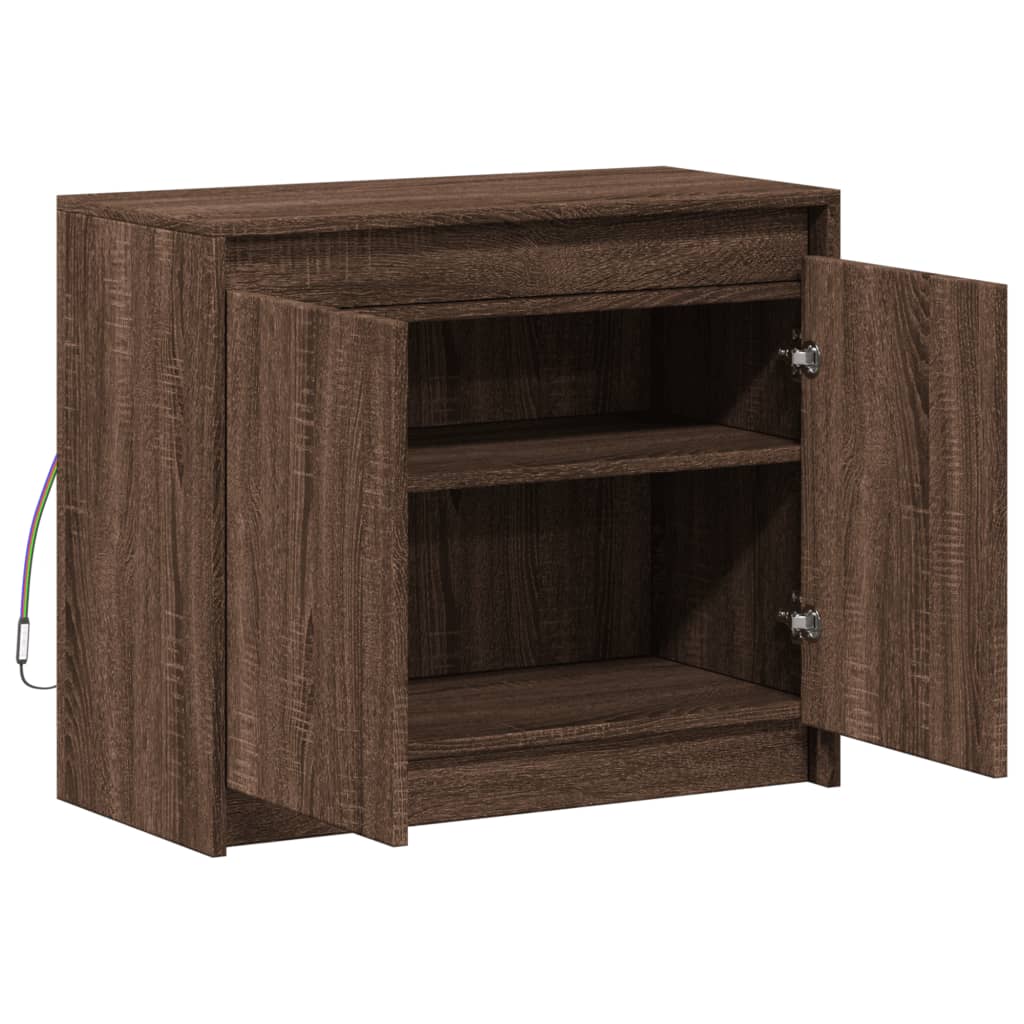Dressoir met LED 72x34x61 cm bewerkt hout bruin eikenkleur is nu te koop bij PeponiXL, paradijselijk wonen!