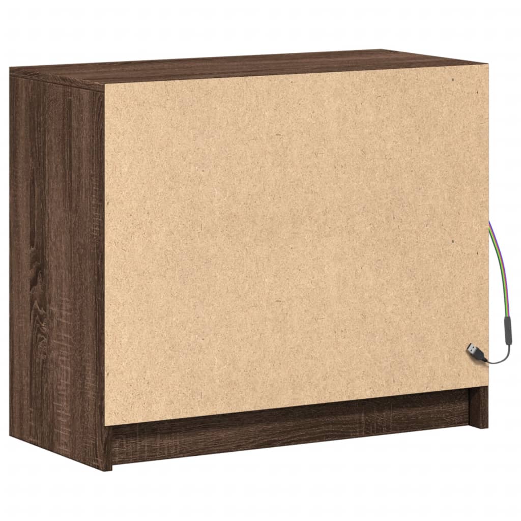 Dressoir met LED 72x34x61 cm bewerkt hout bruin eikenkleur is nu te koop bij PeponiXL, paradijselijk wonen!