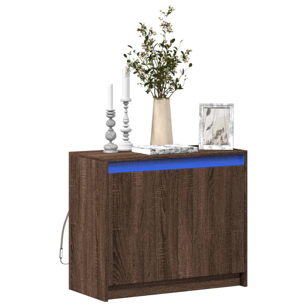Dressoir met LED 72x34x61 cm bewerkt hout bruin eikenkleur is nu te koop bij PeponiXL, paradijselijk wonen!