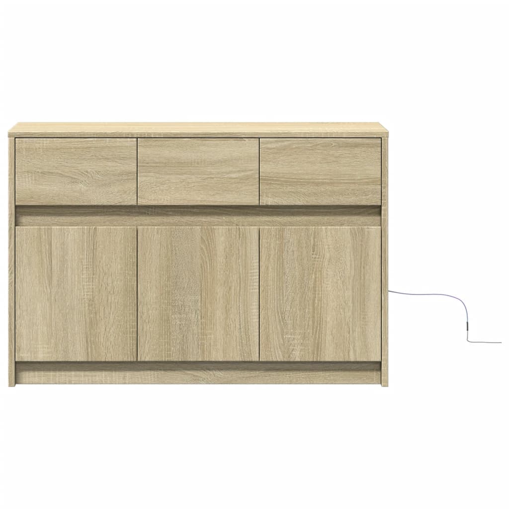 Tv-meubel met LED 91x34x61 cm bewerkt hout sonoma eikenkleurig is nu te koop bij PeponiXL, paradijselijk wonen!