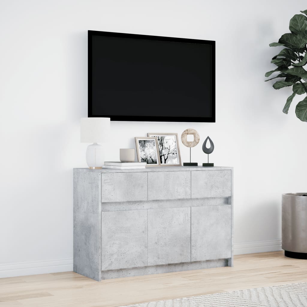 Tv-meubel met LED 91x34x61 cm bewerkt hout betongrijs is nu te koop bij PeponiXL, paradijselijk wonen!