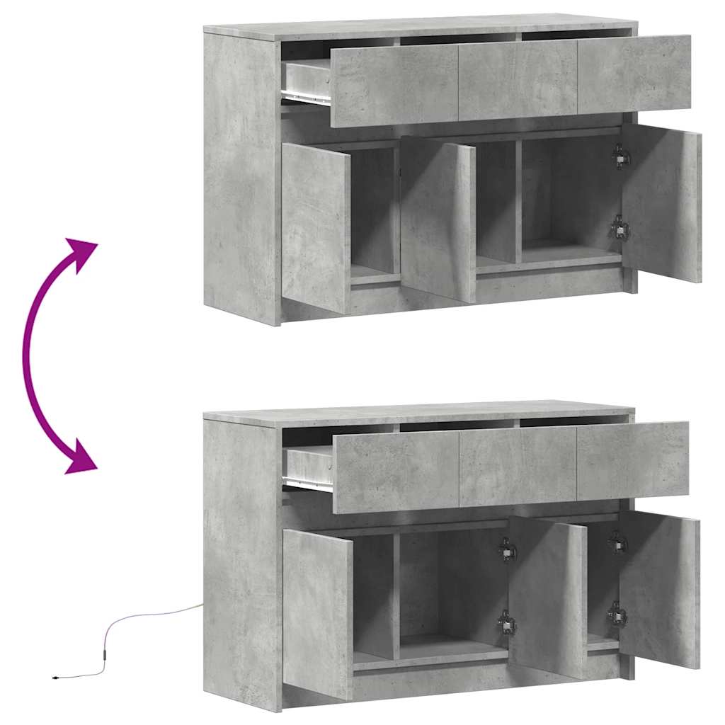 Tv-meubel met LED 91x34x61 cm bewerkt hout betongrijs is nu te koop bij PeponiXL, paradijselijk wonen!