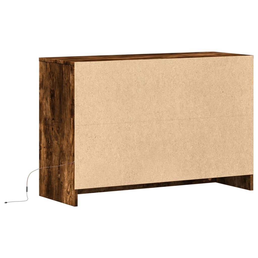 Tv-meubel met LED 91x34x61 cm bewerkt hout gerookt eikenkleur is nu te koop bij PeponiXL, paradijselijk wonen!