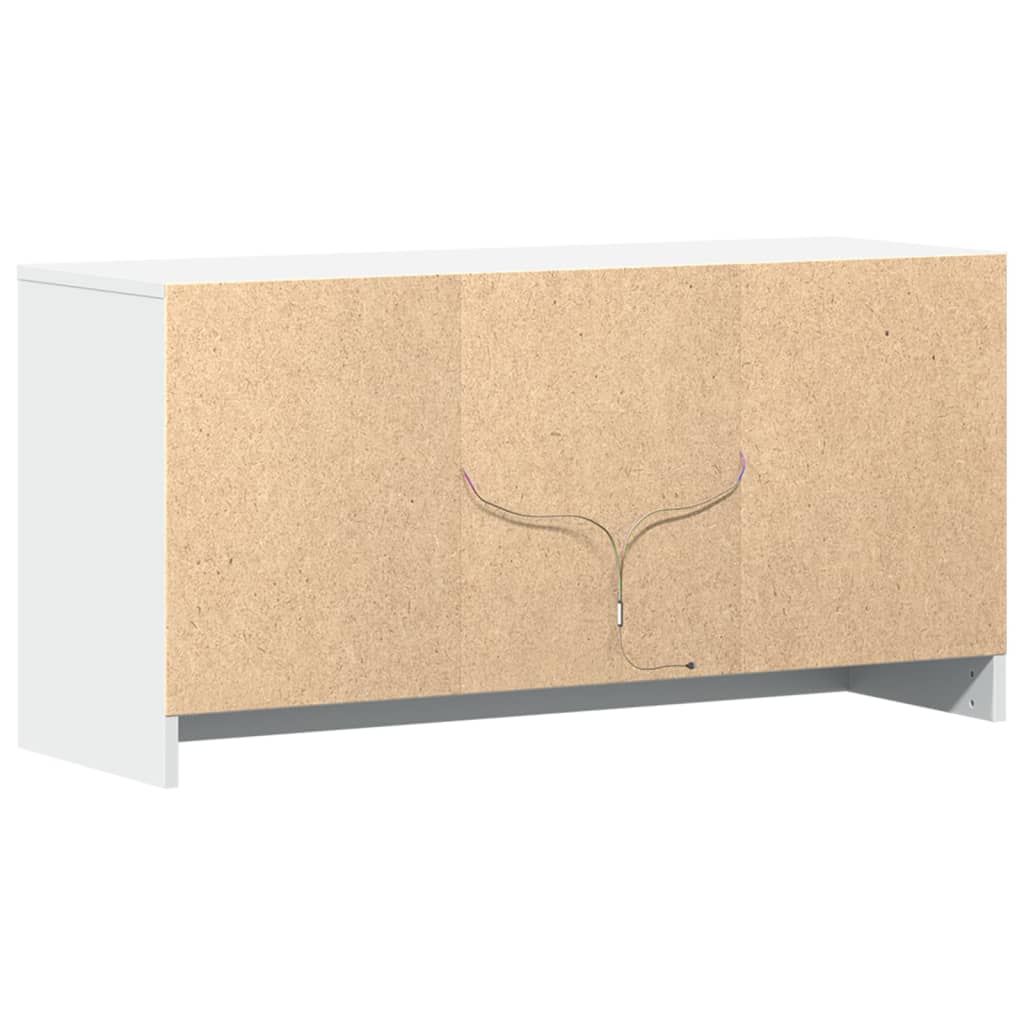 Tv-meubel met LED 100x34x50 cm bewerkt hout wit is nu te koop bij PeponiXL, paradijselijk wonen!