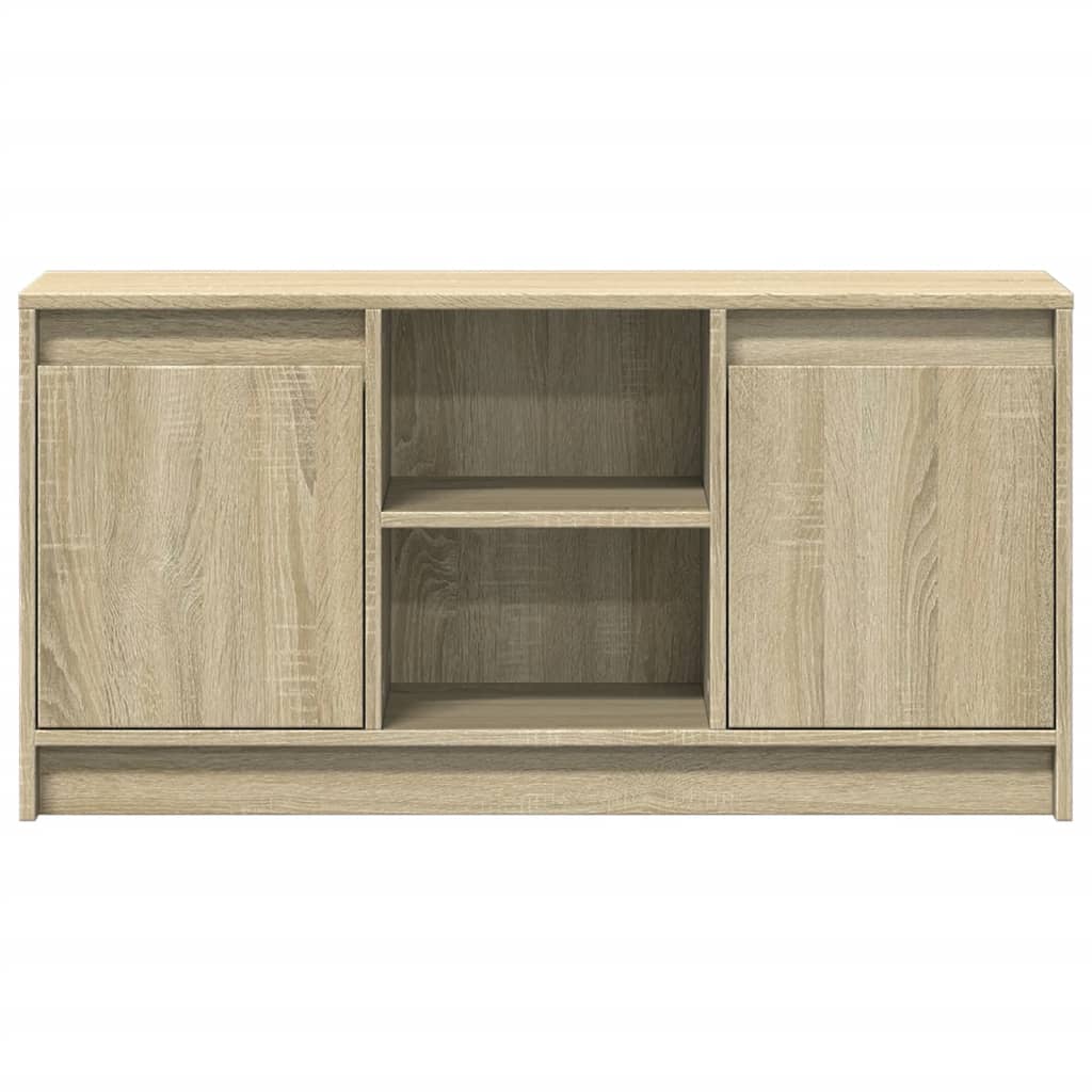 Tv-meubel met LED 100x34x50 cm bewerkt hout sonoma eikenkleurig is nu te koop bij PeponiXL, paradijselijk wonen!