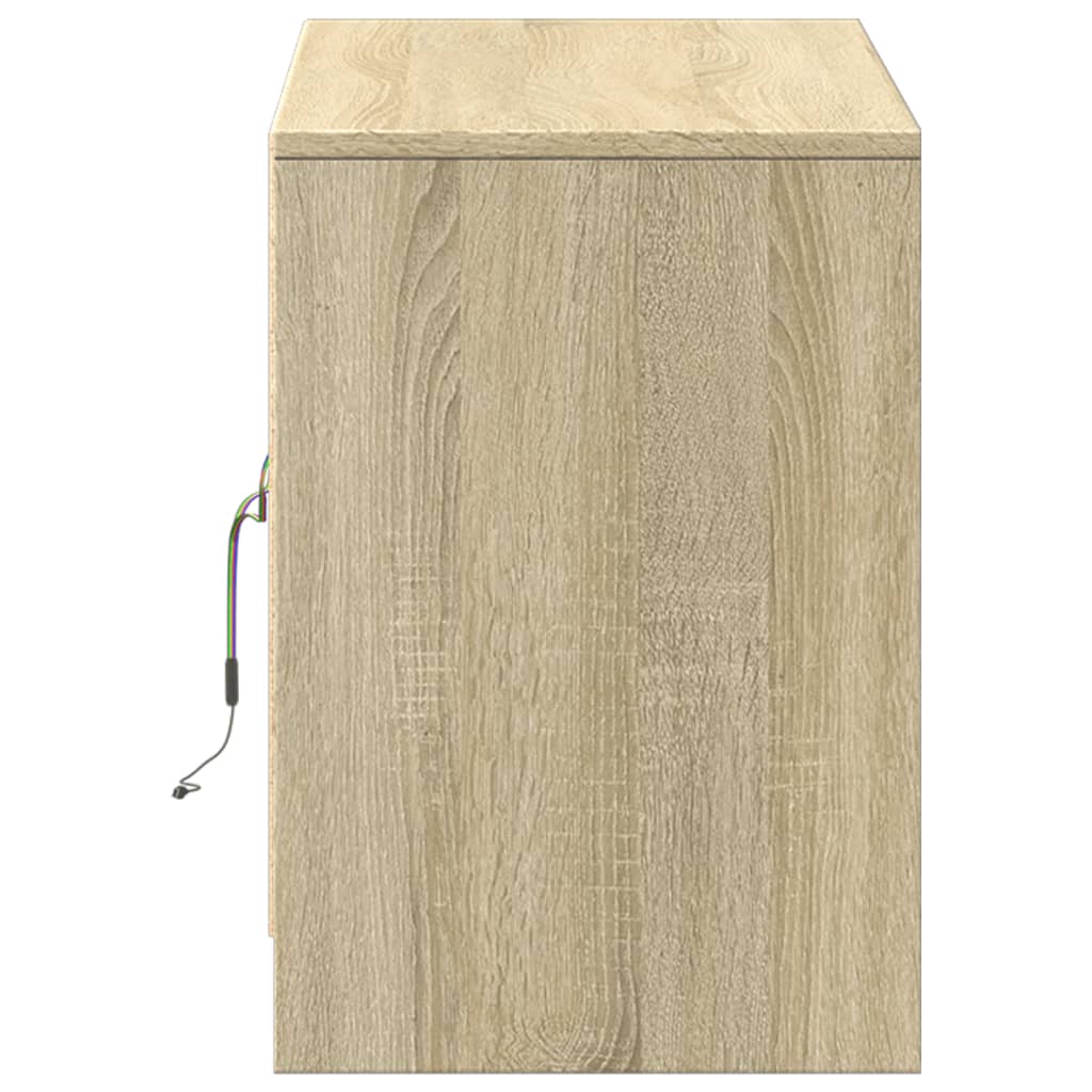 Tv-meubel met LED 100x34x50 cm bewerkt hout sonoma eikenkleurig is nu te koop bij PeponiXL, paradijselijk wonen!