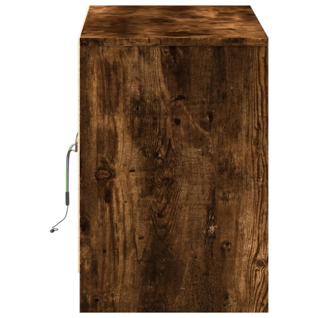 Tv-meubel met LED 100x34x50 cm bewerkt hout gerookt eikenkleur is nu te koop bij PeponiXL, paradijselijk wonen!