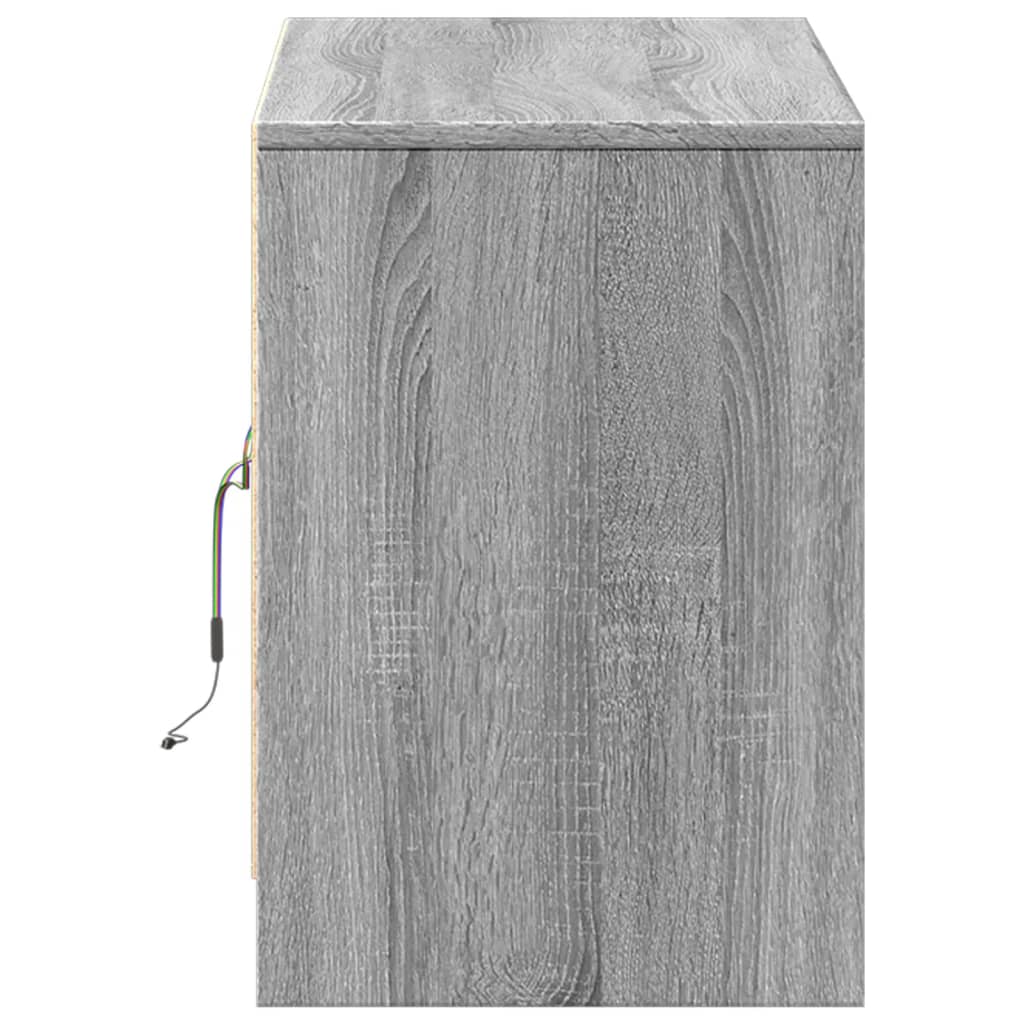 Tv-meubel met LED 100x34x50 cm bewerkt hout grijs sonoma eiken is nu te koop bij PeponiXL, paradijselijk wonen!