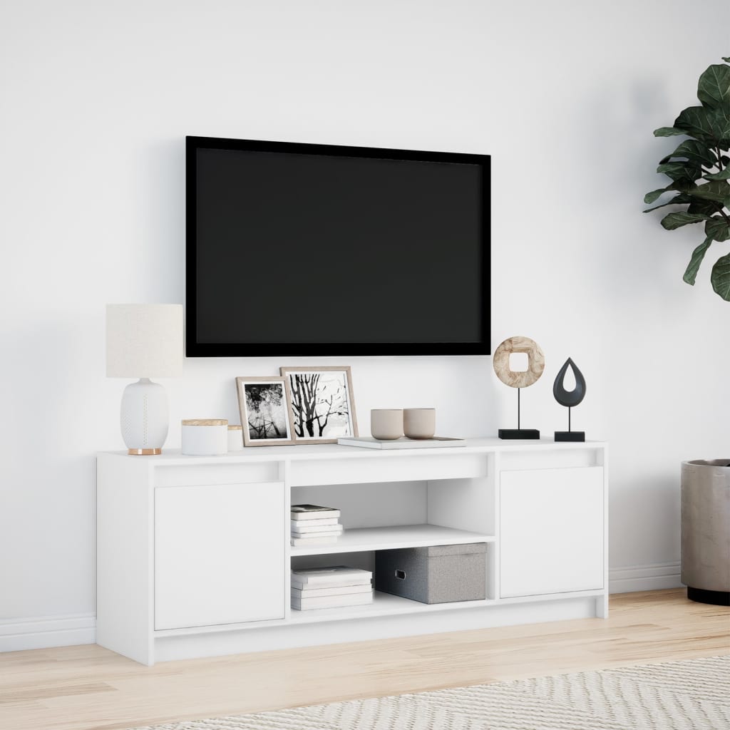 Tv-meubel met LED 139,5x34x50 cm bewerkt hout wit is nu te koop bij PeponiXL, paradijselijk wonen!