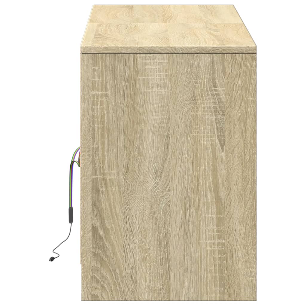 Tv-meubel met LED 139,5x34x50 cm bewerkt hout sonoma eikenkleur is nu te koop bij PeponiXL, paradijselijk wonen!