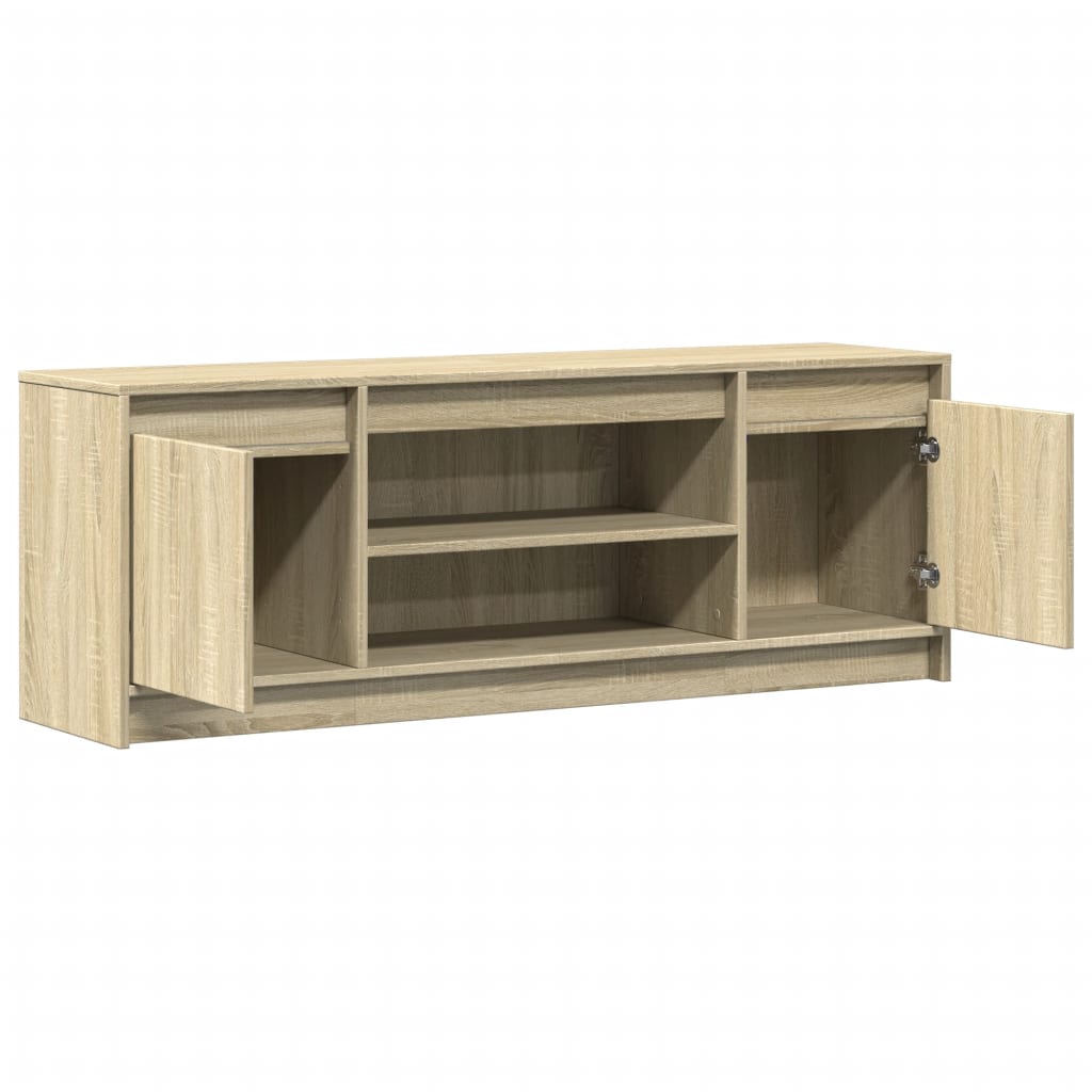 Tv-meubel met LED 139,5x34x50 cm bewerkt hout sonoma eikenkleur is nu te koop bij PeponiXL, paradijselijk wonen!