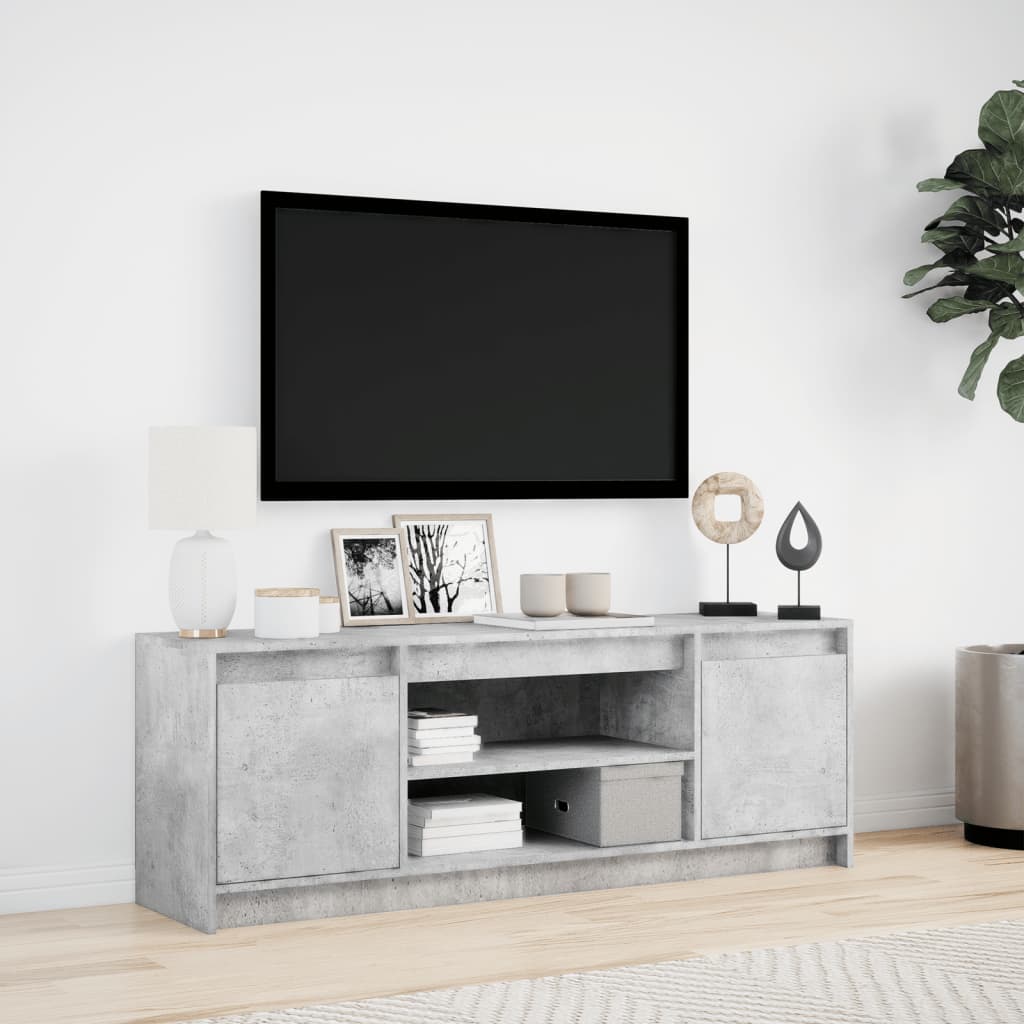 Tv-meubel met LED 139,5x34x50 cm bewerkt hout betongrijs is nu te koop bij PeponiXL, paradijselijk wonen!