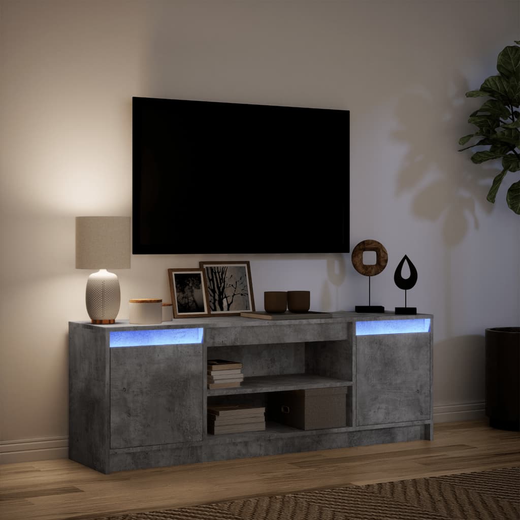 Tv-meubel met LED 139,5x34x50 cm bewerkt hout betongrijs is nu te koop bij PeponiXL, paradijselijk wonen!