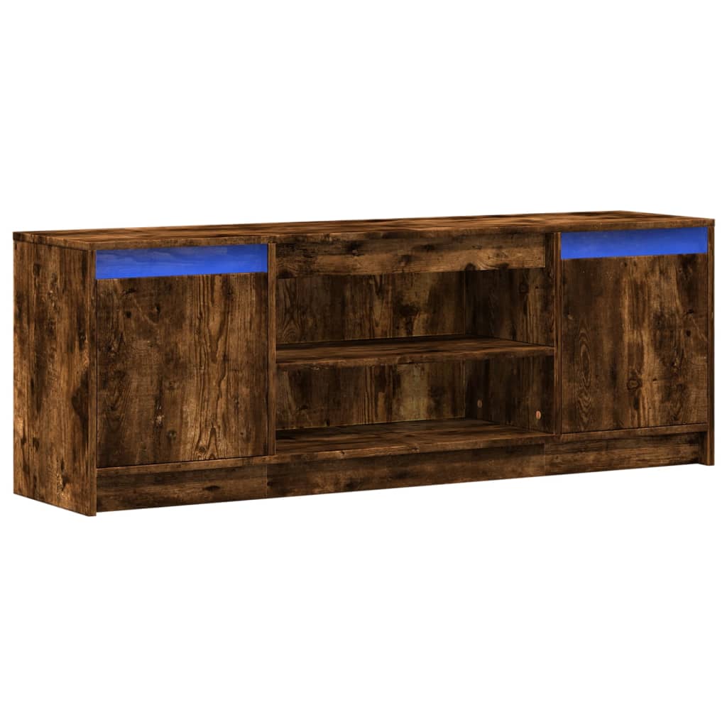 Tv-meubel met LED 139,5x34x50 cm bewerkt hout gerookt eiken is nu te koop bij PeponiXL, paradijselijk wonen!