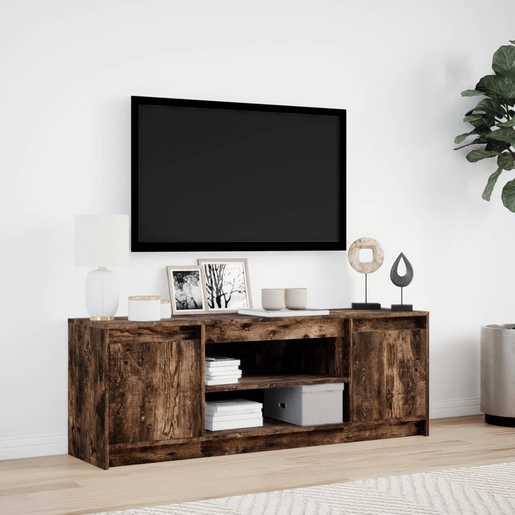 Tv-meubel met LED 139,5x34x50 cm bewerkt hout gerookt eiken is nu te koop bij PeponiXL, paradijselijk wonen!
