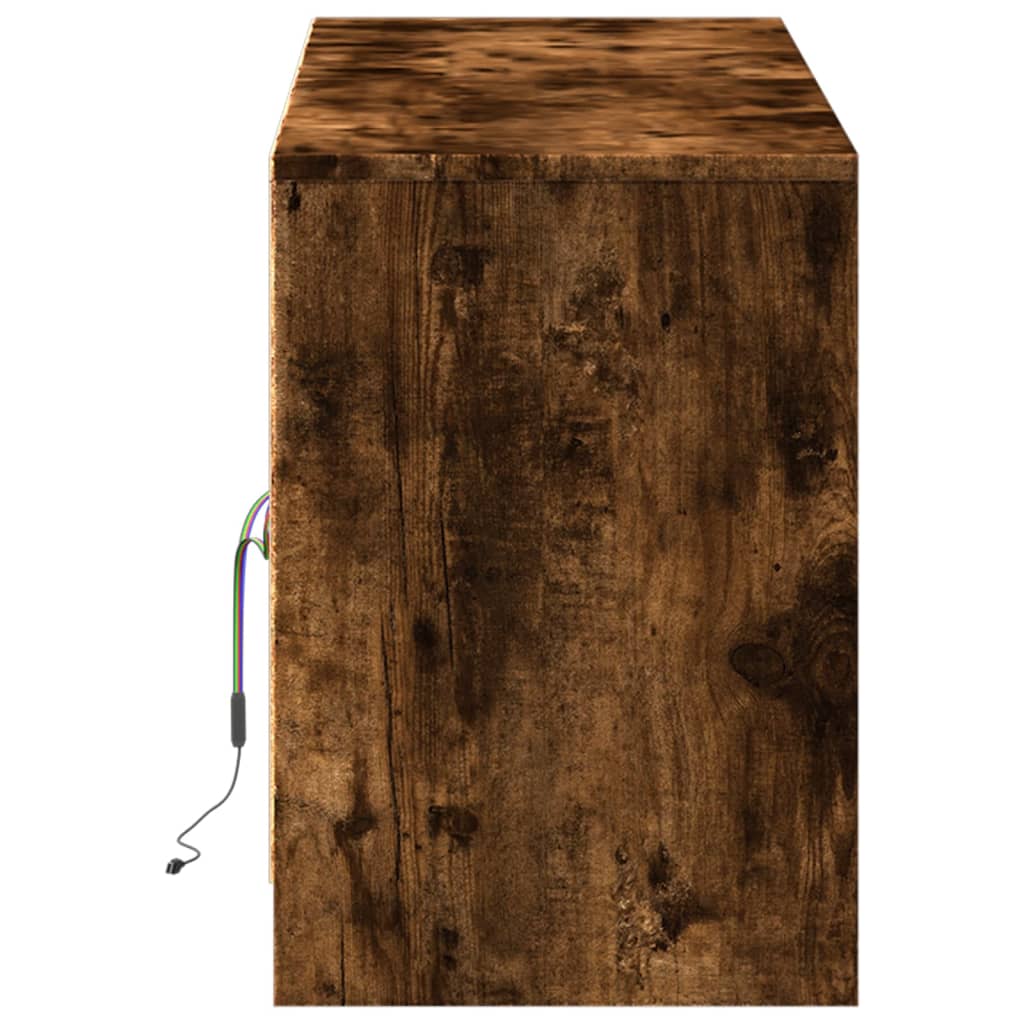 Tv-meubel met LED 139,5x34x50 cm bewerkt hout gerookt eiken is nu te koop bij PeponiXL, paradijselijk wonen!