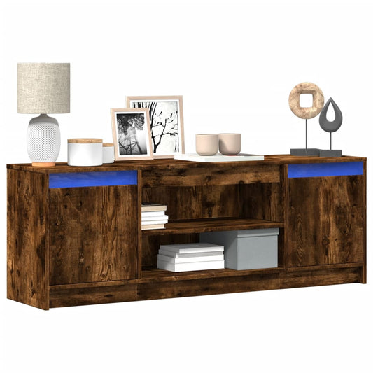 Tv-meubel met LED 139,5x34x50 cm bewerkt hout gerookt eiken is nu te koop bij PeponiXL, paradijselijk wonen!