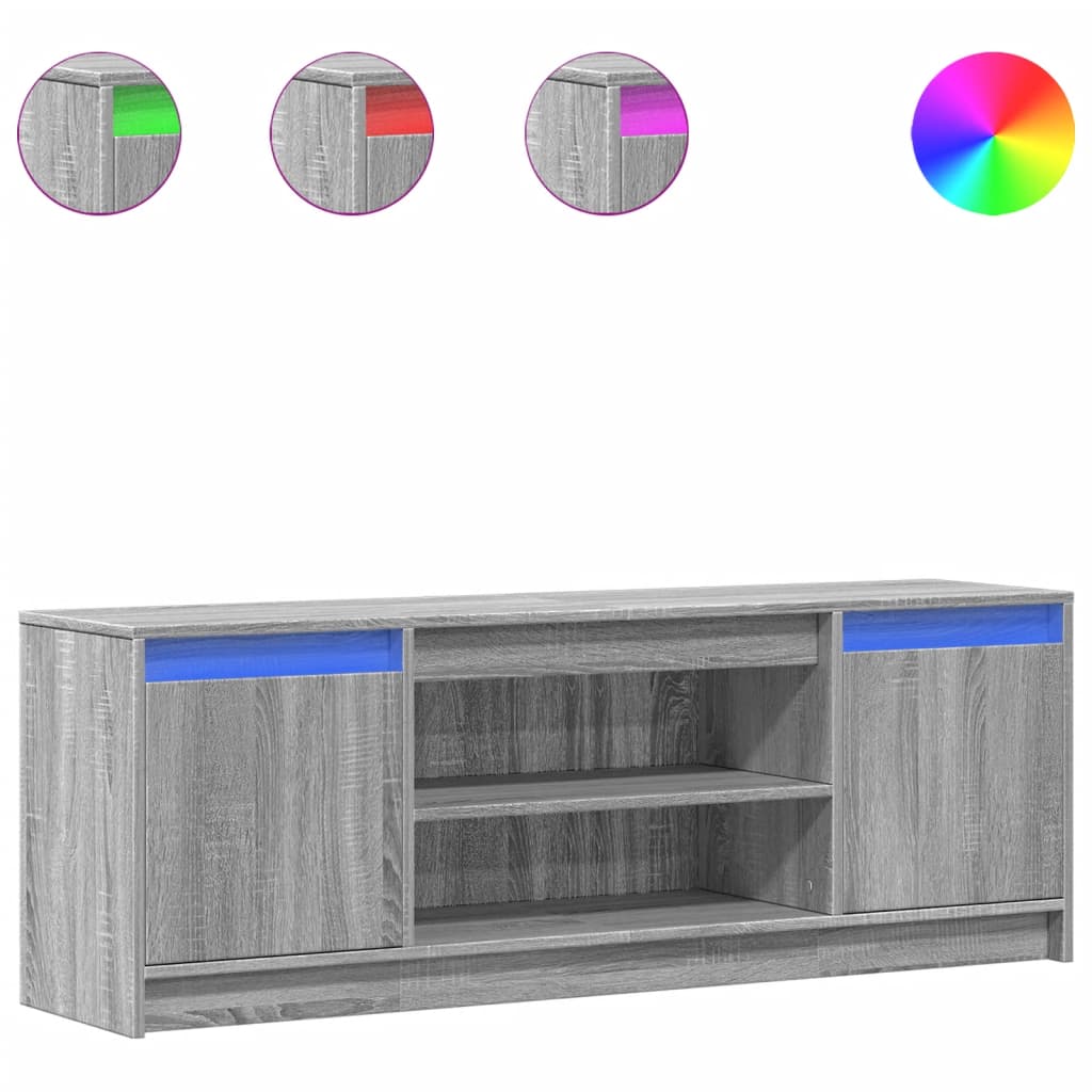 Tv-meubel met LED 139,5x34x50 cm bewerkt hout grijs sonoma is nu te koop bij PeponiXL, paradijselijk wonen!