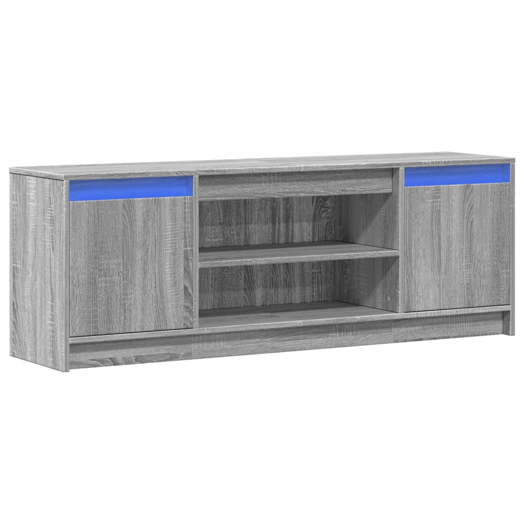Tv-meubel met LED 139,5x34x50 cm bewerkt hout grijs sonoma is nu te koop bij PeponiXL, paradijselijk wonen!