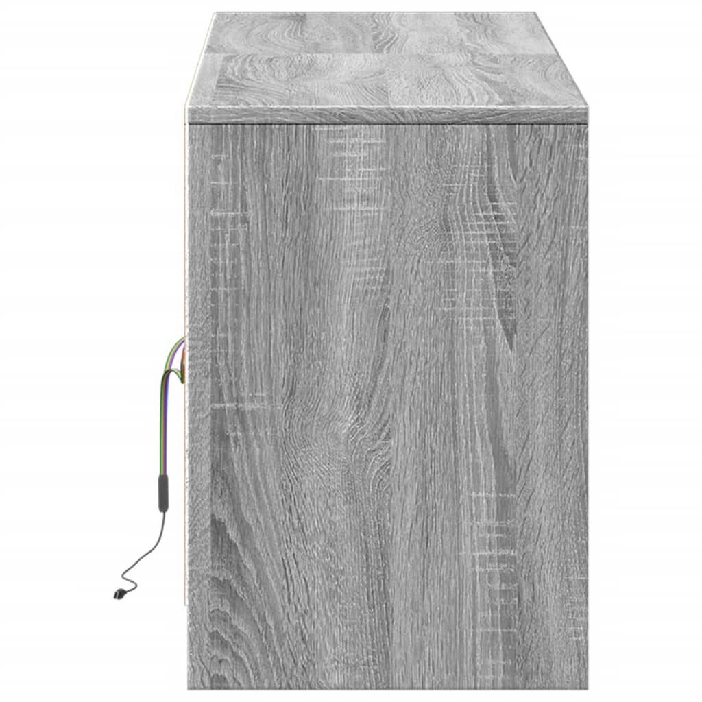 Tv-meubel met LED 139,5x34x50 cm bewerkt hout grijs sonoma is nu te koop bij PeponiXL, paradijselijk wonen!