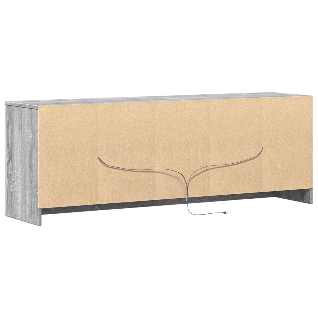 Tv-meubel met LED 139,5x34x50 cm bewerkt hout grijs sonoma is nu te koop bij PeponiXL, paradijselijk wonen!