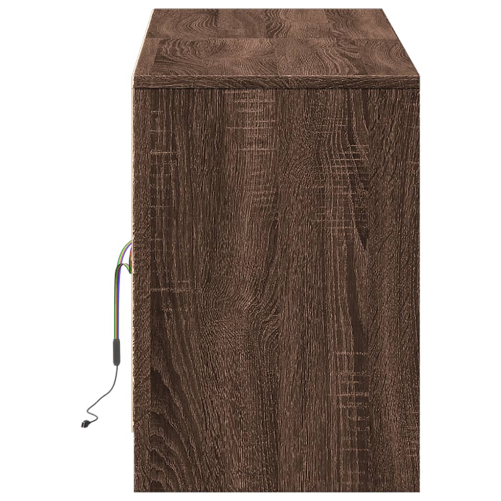Tv-meubel met LED 139,5x34x50 cm bewerkt hout bruin eikenkleur is nu te koop bij PeponiXL, paradijselijk wonen!