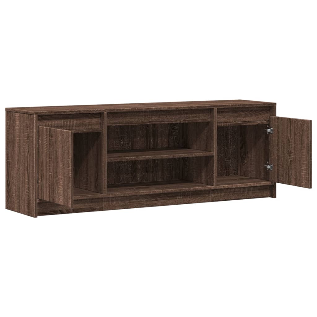 Tv-meubel met LED 139,5x34x50 cm bewerkt hout bruin eikenkleur is nu te koop bij PeponiXL, paradijselijk wonen!