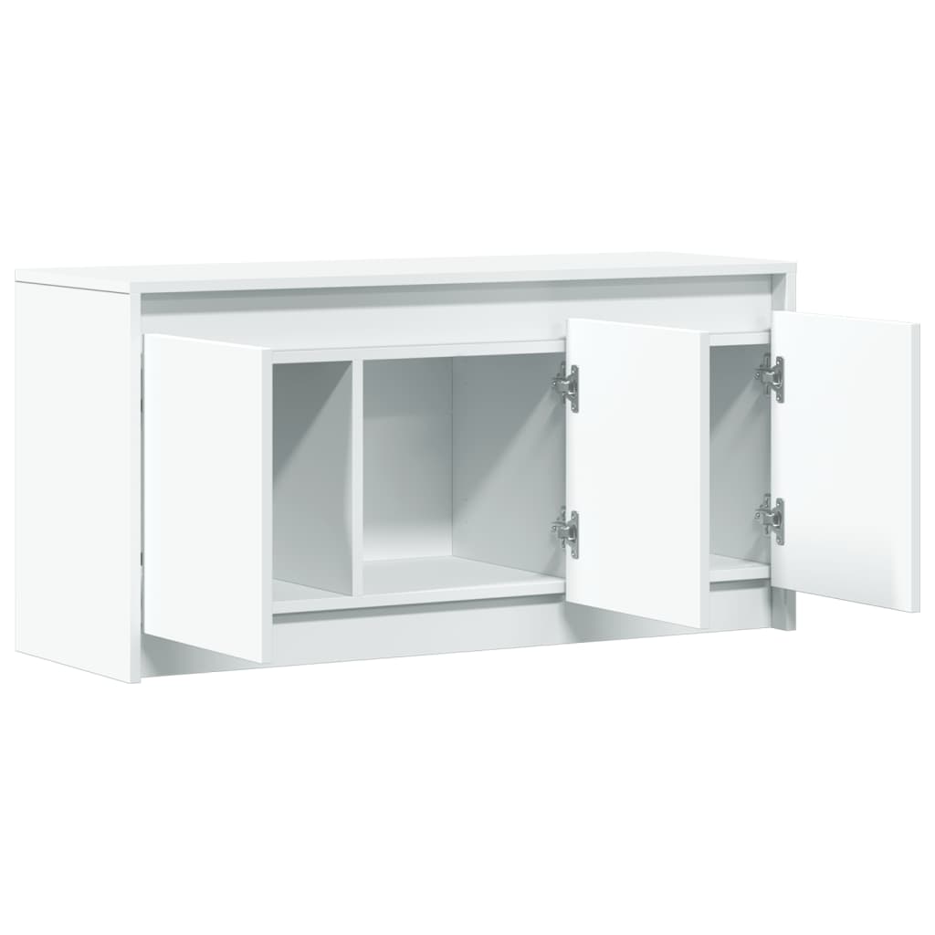Tv-meubel met LED 100x34x50 cm bewerkt hout wit is nu te koop bij PeponiXL, paradijselijk wonen!