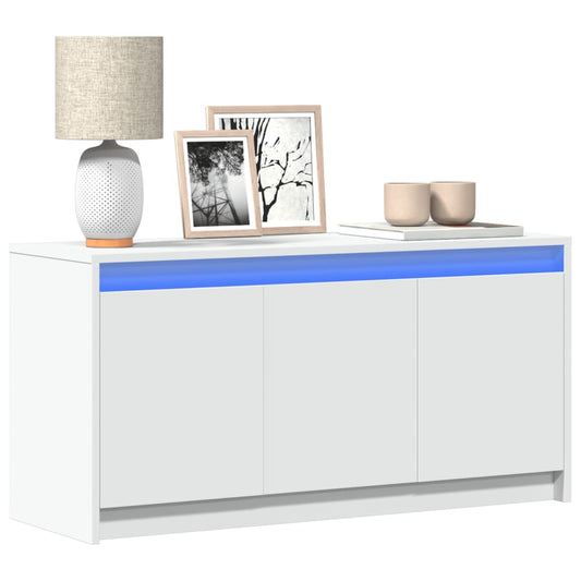 Tv-meubel met LED 100x34x50 cm bewerkt hout wit is nu te koop bij PeponiXL, paradijselijk wonen!