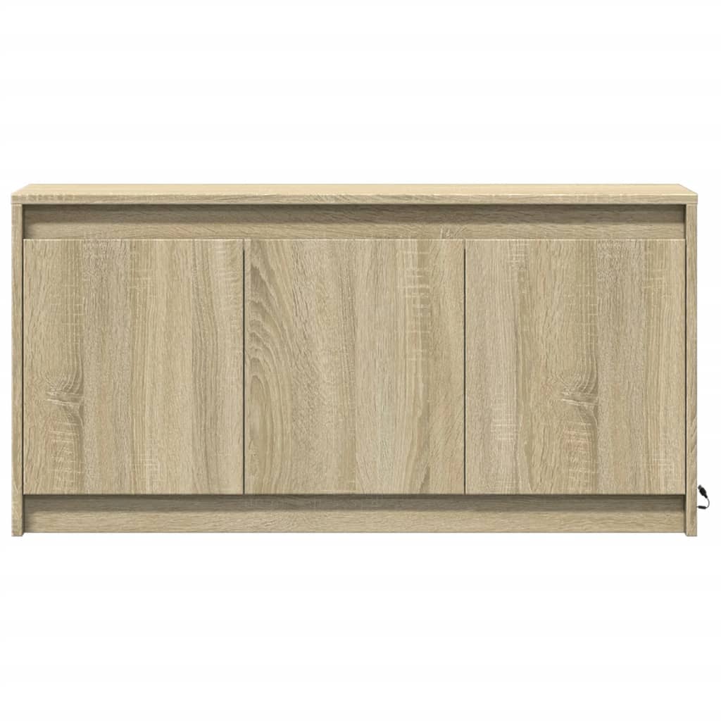 Tv-meubel met LED 100x34x50 cm bewerkt hout sonoma eikenkleurig is nu te koop bij PeponiXL, paradijselijk wonen!