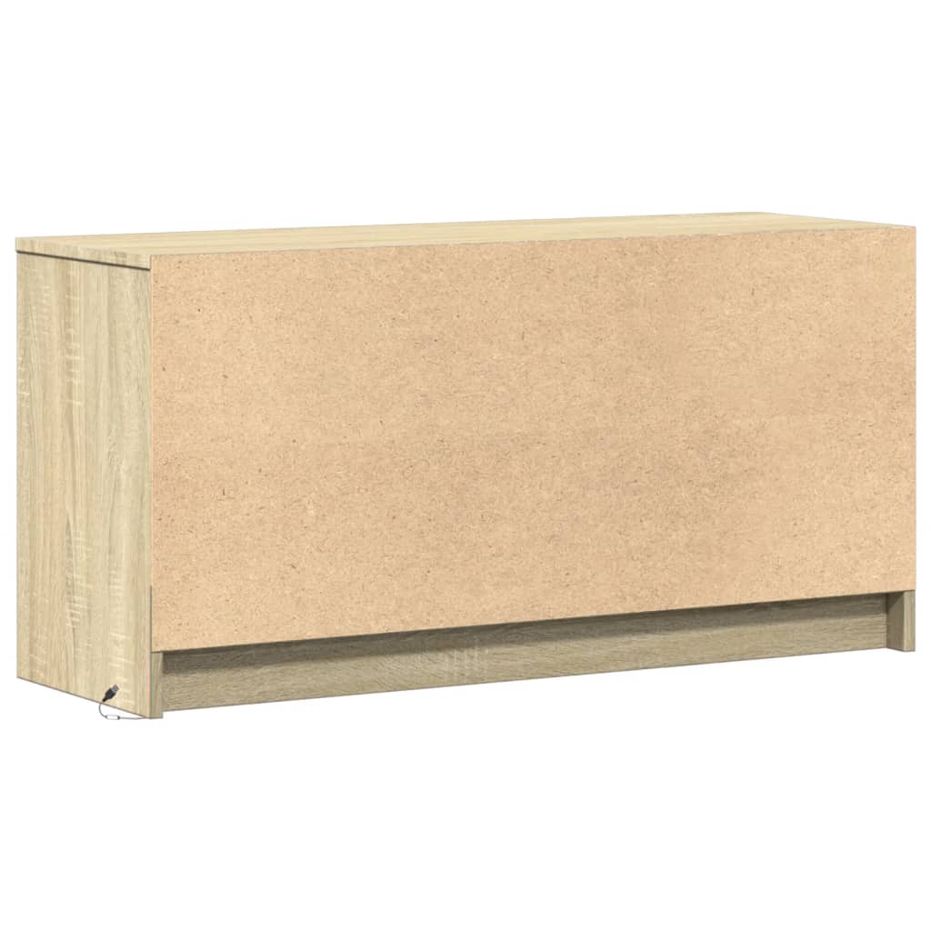 Tv-meubel met LED 100x34x50 cm bewerkt hout sonoma eikenkleurig is nu te koop bij PeponiXL, paradijselijk wonen!