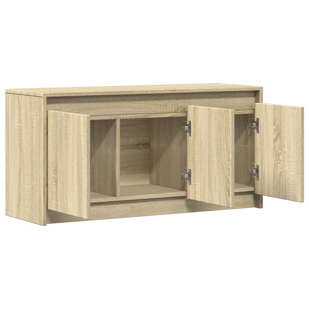 Tv-meubel met LED 100x34x50 cm bewerkt hout sonoma eikenkleurig is nu te koop bij PeponiXL, paradijselijk wonen!
