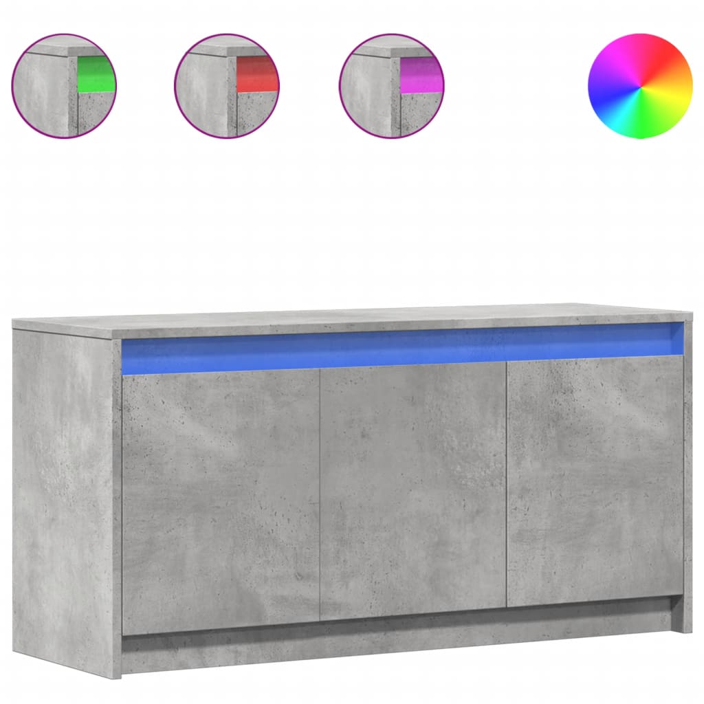 Tv-meubel met LED 100x34x50 cm bewerkt hout betongrijs is nu te koop bij PeponiXL, paradijselijk wonen!