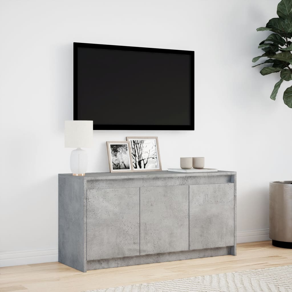 Tv-meubel met LED 100x34x50 cm bewerkt hout betongrijs is nu te koop bij PeponiXL, paradijselijk wonen!