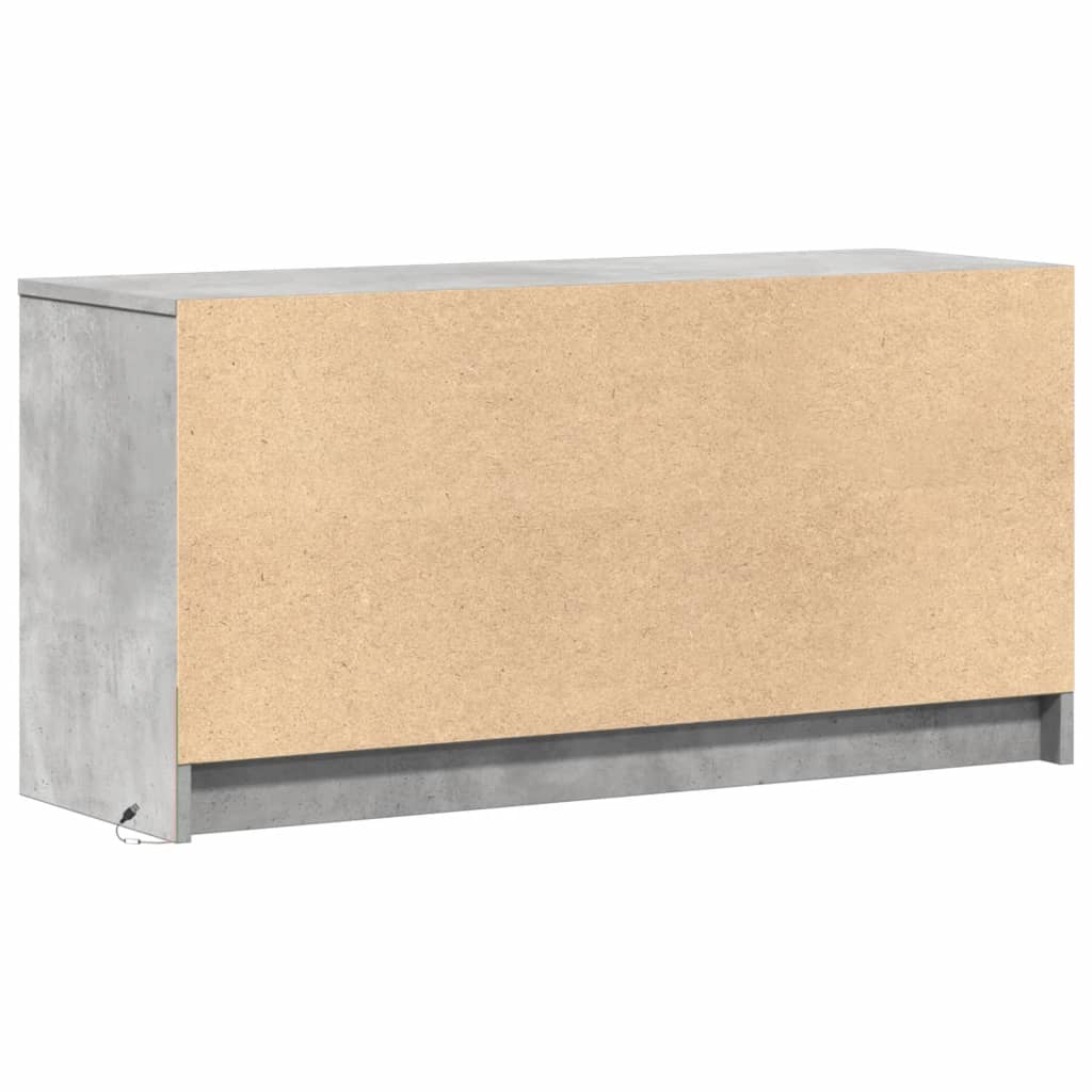 Tv-meubel met LED 100x34x50 cm bewerkt hout betongrijs is nu te koop bij PeponiXL, paradijselijk wonen!