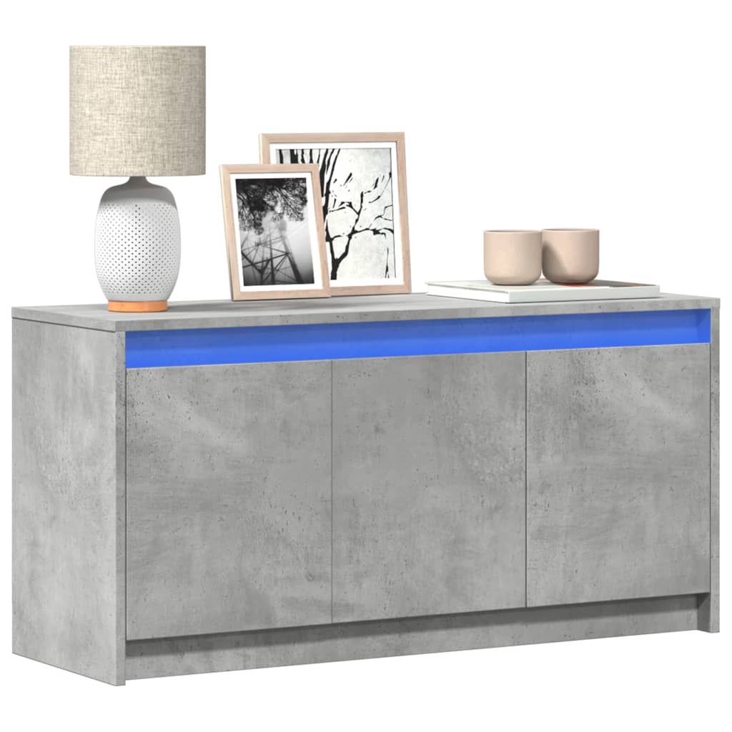 Tv-meubel met LED 100x34x50 cm bewerkt hout betongrijs is nu te koop bij PeponiXL, paradijselijk wonen!