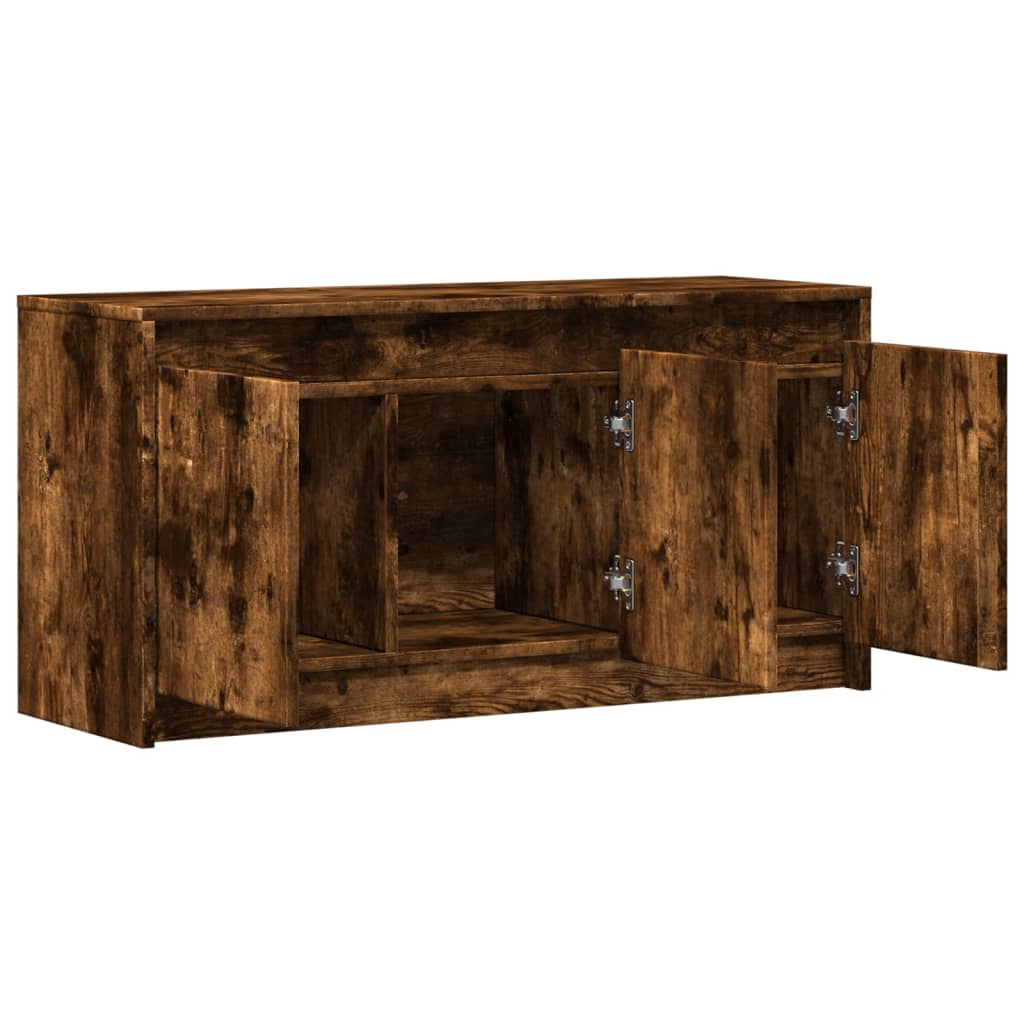 Tv-meubel met LED 100x34x50 cm bewerkt hout gerookt eikenkleur is nu te koop bij PeponiXL, paradijselijk wonen!