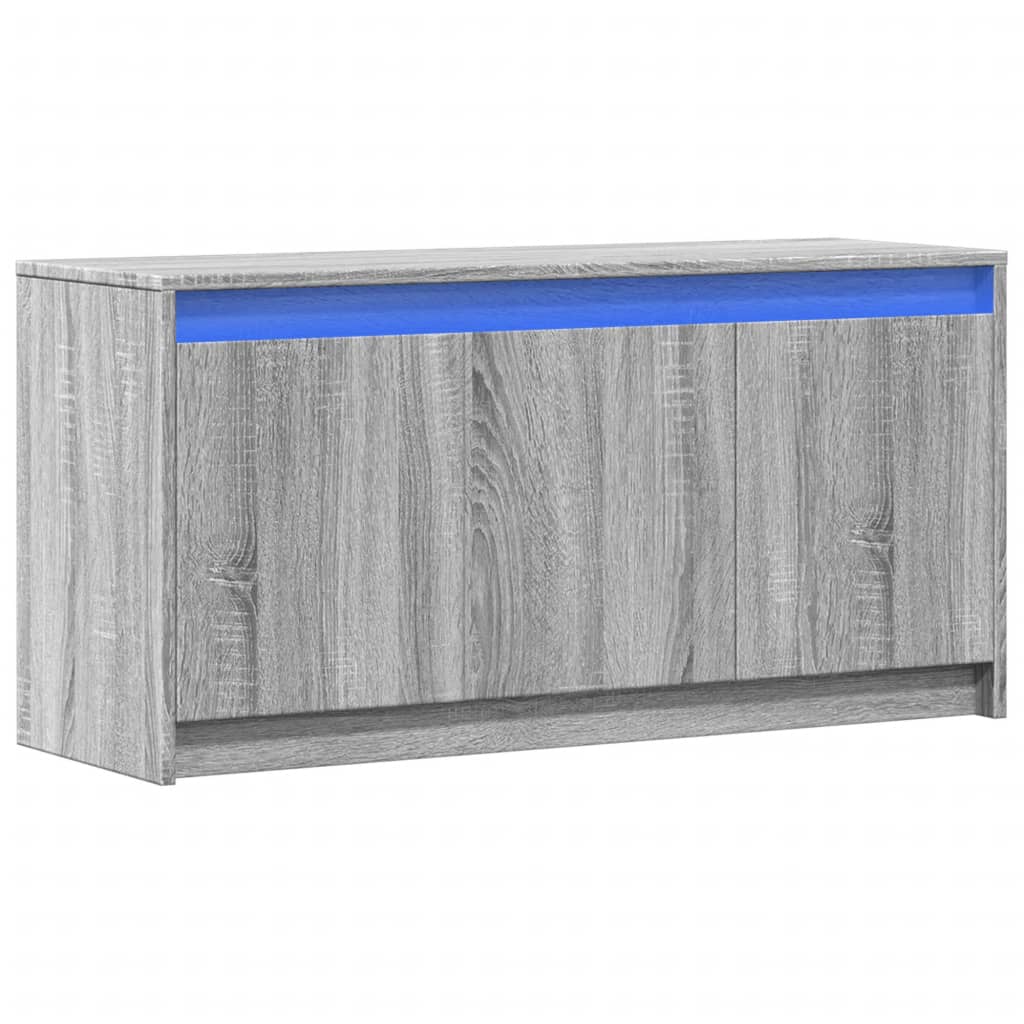 Tv-meubel met LED 100x34x50 cm bewerkt hout grijs sonoma eiken is nu te koop bij PeponiXL, paradijselijk wonen!