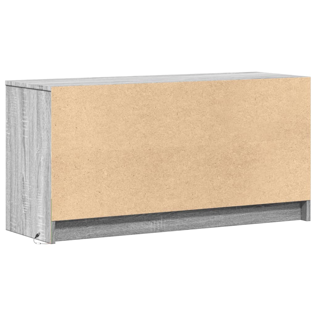Tv-meubel met LED 100x34x50 cm bewerkt hout grijs sonoma eiken is nu te koop bij PeponiXL, paradijselijk wonen!