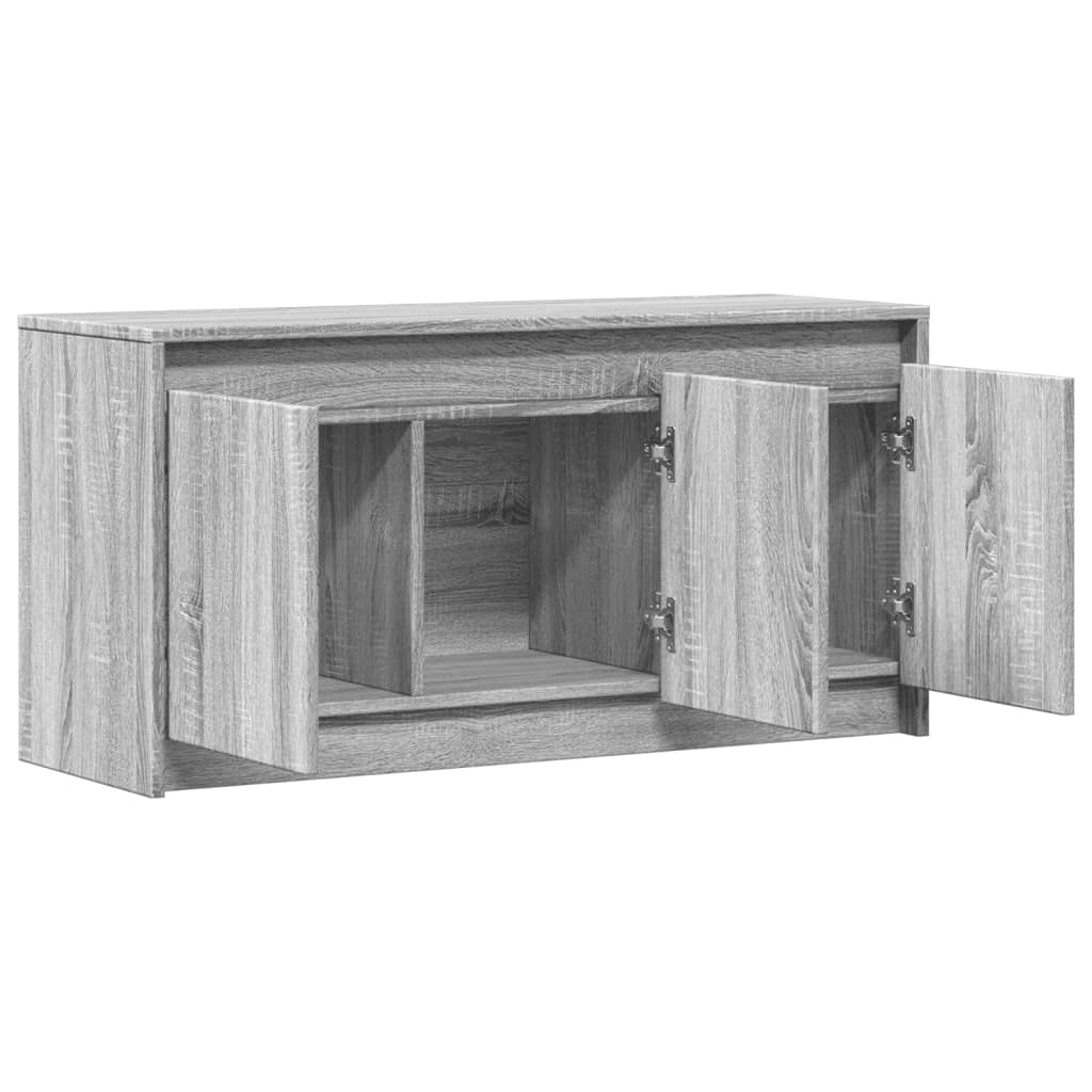 Tv-meubel met LED 100x34x50 cm bewerkt hout grijs sonoma eiken is nu te koop bij PeponiXL, paradijselijk wonen!