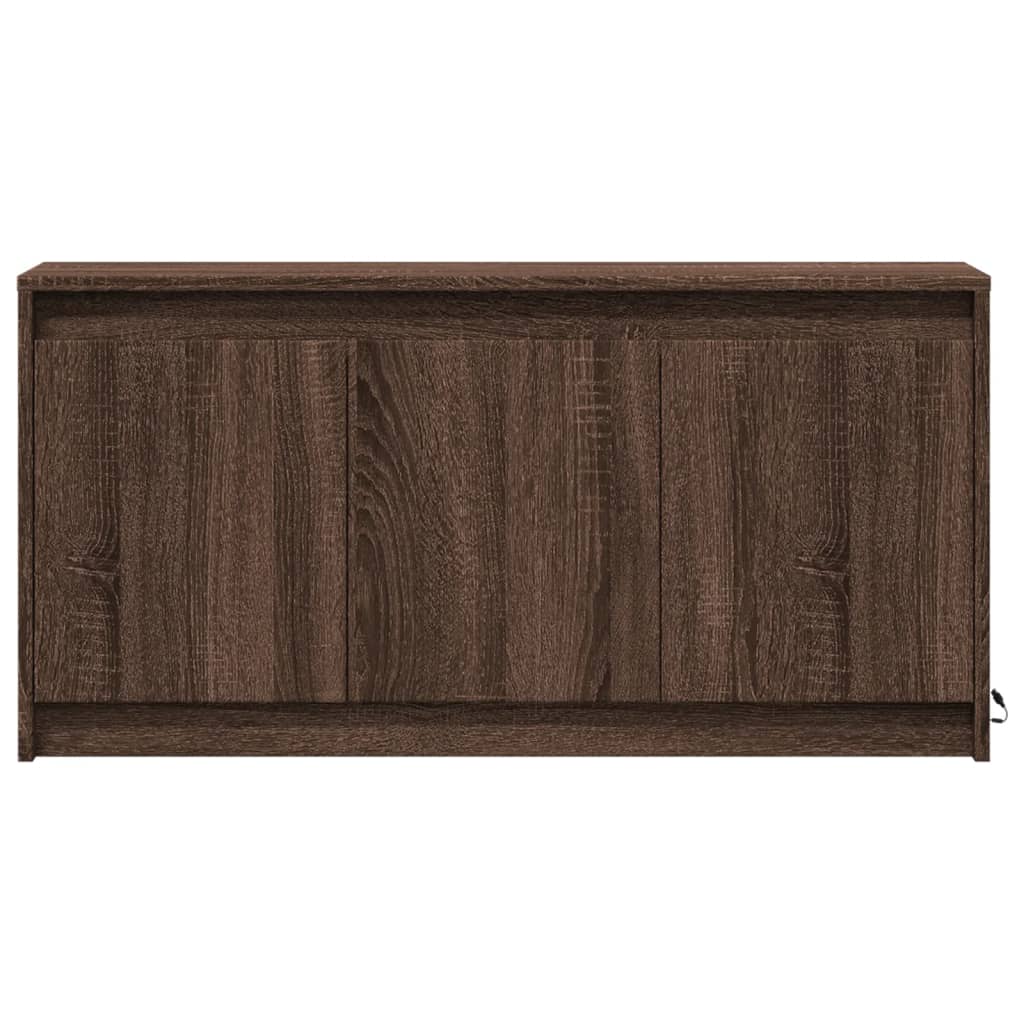 Tv-meubel met LED 100x34x50 cm bewerkt hout bruin eikenkleurig is nu te koop bij PeponiXL, paradijselijk wonen!