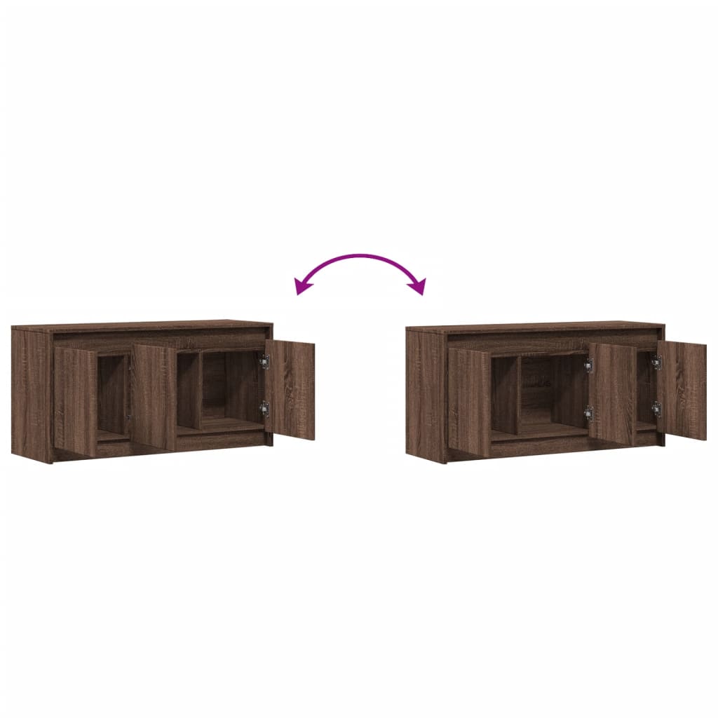 Tv-meubel met LED 100x34x50 cm bewerkt hout bruin eikenkleurig is nu te koop bij PeponiXL, paradijselijk wonen!