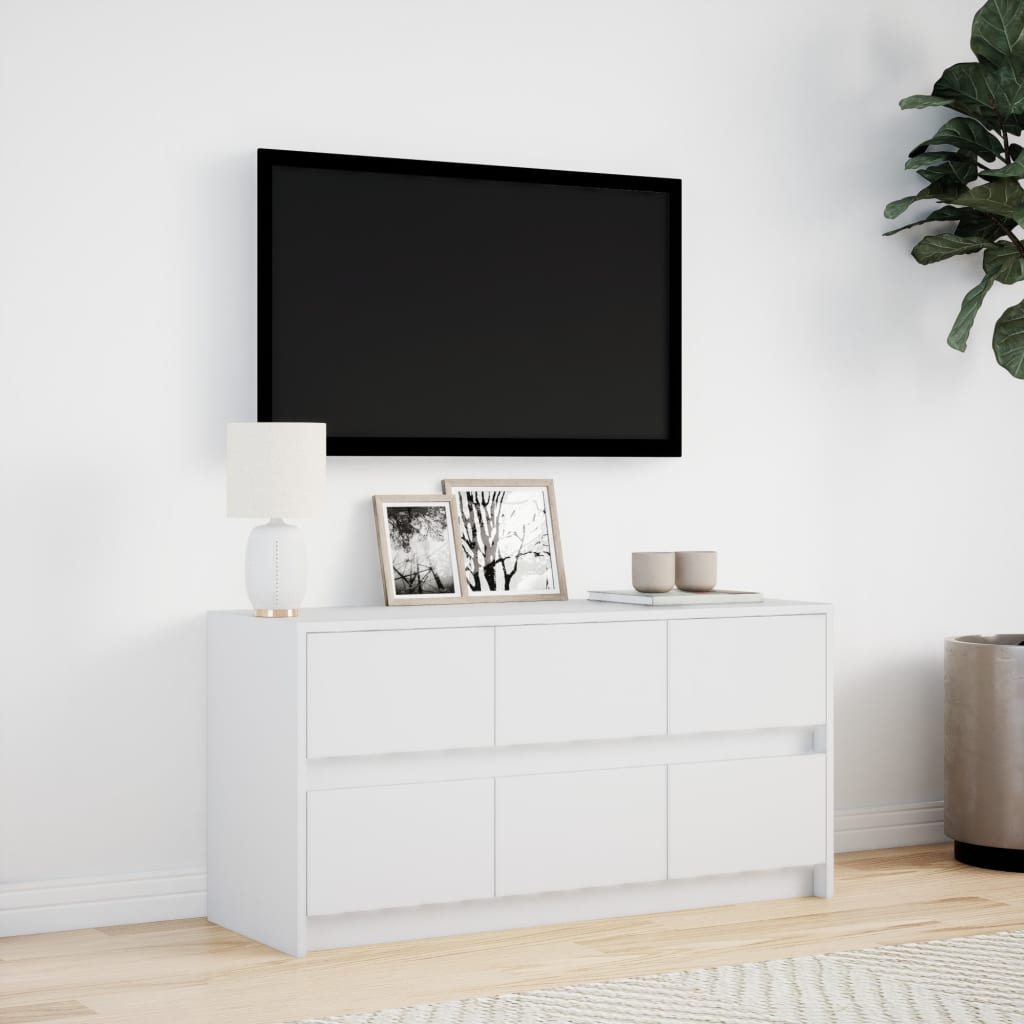 Tv-meubel met LED 100x34x50 cm bewerkt hout wit is nu te koop bij PeponiXL, paradijselijk wonen!